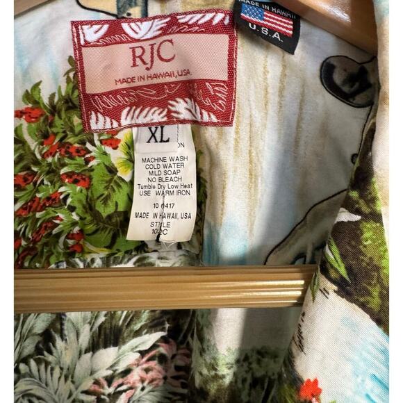 Vintage RJC War Planes Water Button Front Hawaiian Shirt Adult XL Hawaii Made - Picture 5 of 9